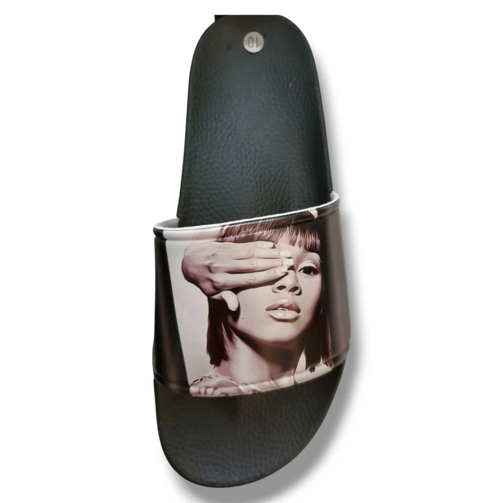 Cross Colours 90s Hip Hop Lisa Left Eye Lopes Legacy Black & White Slides NWT - Picture 5 of 9